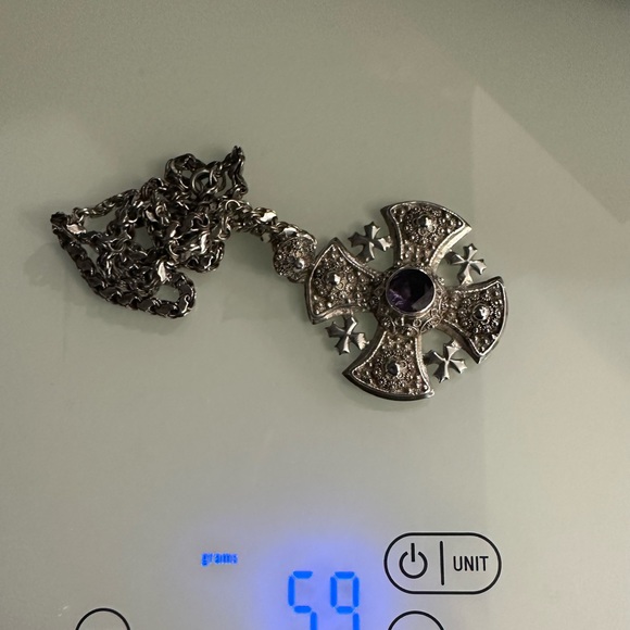 Vintage Cross pendent with Amethyst stone in middle. 950 sterling silver. - Picture 12 of 12